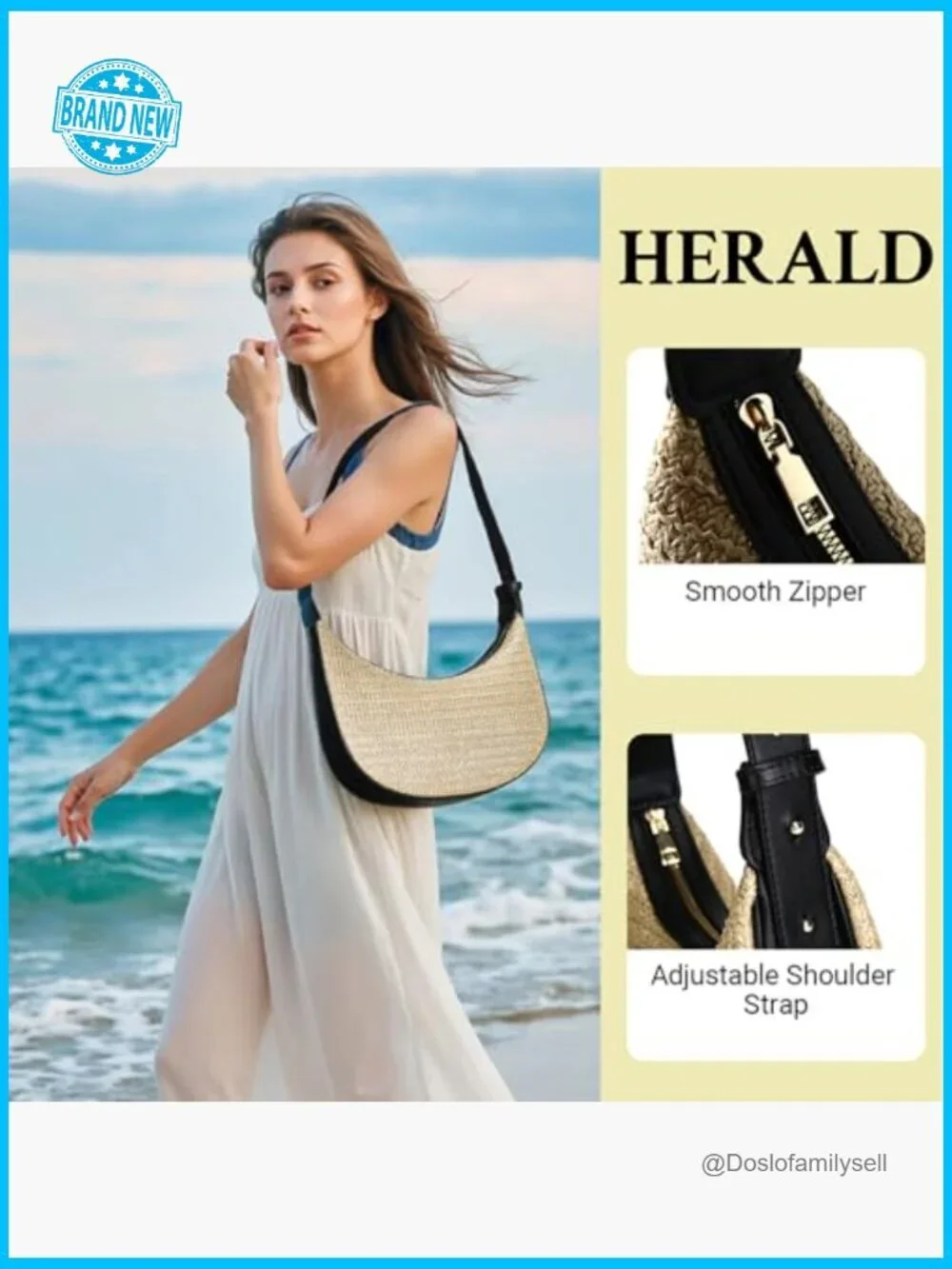 Straw Crossbody Hobo Bag Woven Beach Shoulder Purse Adjustable Strap Chic